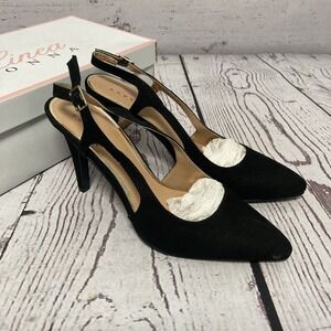 Linea Donna Side View Pumps Womens Size 9.5M Black Sling Back‎ Pointed Toe